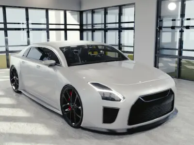 BLENDER EEVEE Brandless Small 4 door sedan Low-poly 3D model