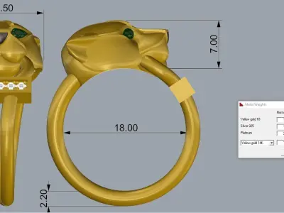 Panthere Ring Gold  3D print model