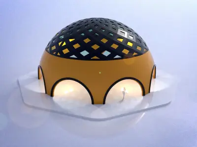 3D Dome large arena structure with atrium 3D model