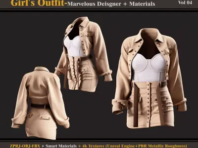 Girl Outfit-zprj-fbx-obj-materials 3D model