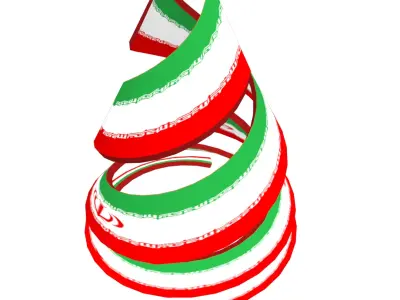Iranian Flag on Double Spiral structure 3D model