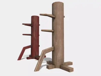 wooden practice dummy Low-poly 3D model