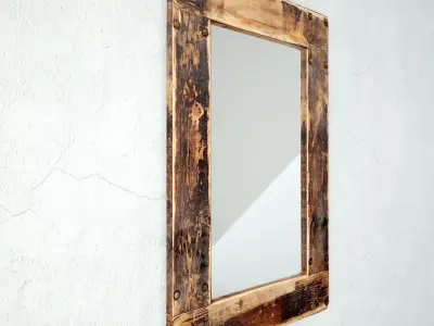 Reclaimed Industrial Dolly Wood Mirror 3D model
