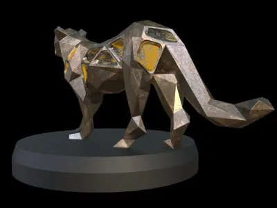 Steampunk Leopard Pose Low-poly 3D model
