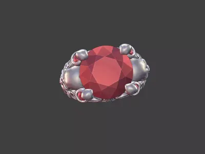 vintage gothic scrollwork skull ring 3D print model