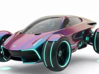 Futuristic Three Wheeled Concept Vehicle Low-poly 3D model