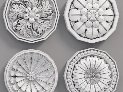 Decorative Wall Rosettes model 02 Low-poly 3D model
