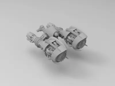 Twin Engine Jetbike with Rider 3D print model