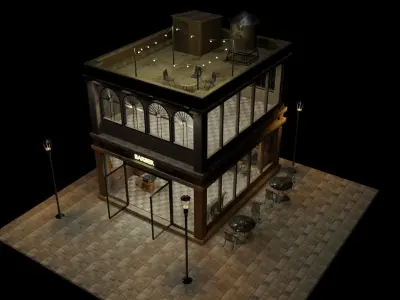 simple barber shop Low-poly 3D model