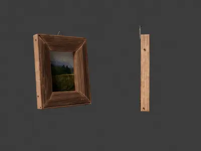 Cartoon photo frames and paintings Low-poly 3D model 3D model