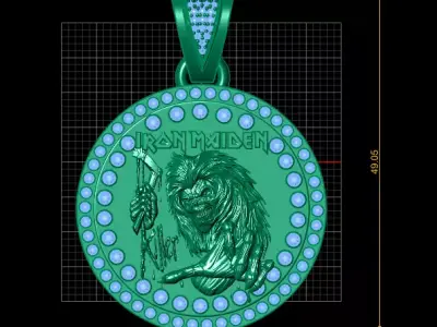 Iron Skull Round  Pendant 3D Printable MODEL 3D print model