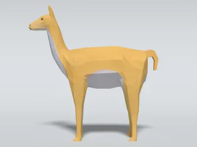 Low Poly Cartoon Llama Guanaco Low-poly 3D model