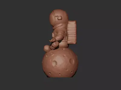 Astronaut on the Moon Sculpture Printable 3D print model