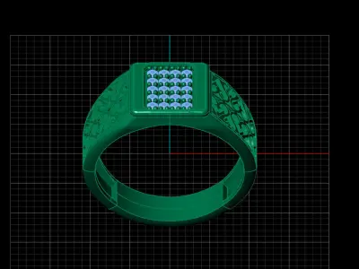 Print Ready STL 3DM  Gents Rings Diamond Men Ring  3D print model 183