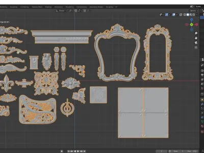 Collection of 25 Classic Carvings 05 Low-poly 3D model
