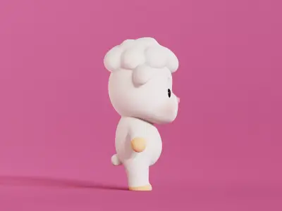 Sheep Character Cartoon Chibi Kawaii Low-poly 3D model