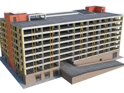 Multistorey car parking building with commercial spaces 3D model