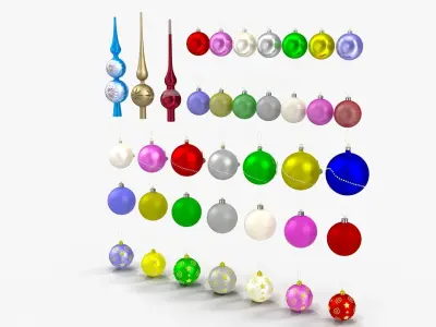 Christmas Balls Low-poly 3D model