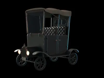 CarThesis old fashioned car Low-poly 3D model