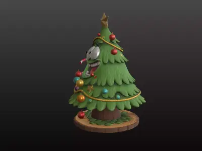 Christmas Tree Cartoon Playful Festive STL Model 3D print model