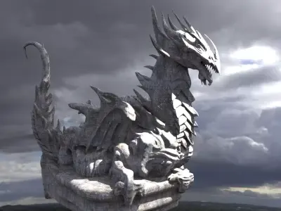 Classical Drake Design Statue Viking Style 3D model