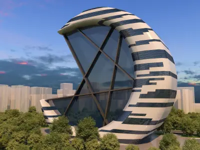 0073 - Crescent Skyscraper  3D model