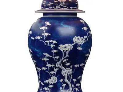 JONATHAN Ginger Jar Sakura Traditional Ceramic Table Lamp 3D model