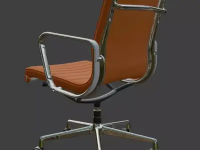 Modern Orange Executive Office Chair - High Detail 3D Model 3D model