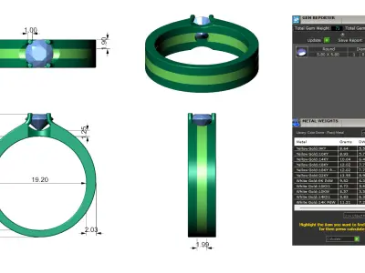 Tri-Color Solitaire Mens Engagement Ring Classic Look 3D print model