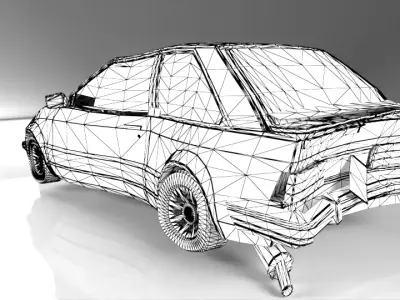 Dirty and Bloody Wrecked Ford  Low-poly 3D model