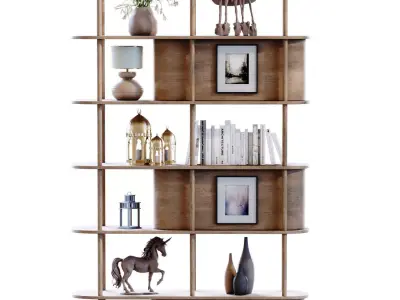 Modern shelf and rack set 787 Low-poly 3D model