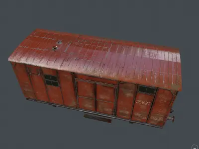  railway carriage Low-poly 3D model