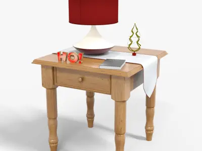 Table With Christmas Props Low-poly 3D model