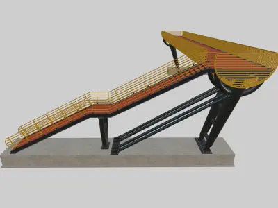 Steel Pedestrian Bridge-Oblique Cone Column Type-24 3D model