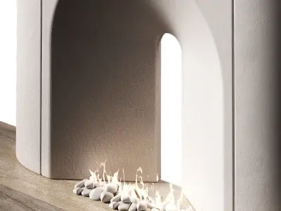 Fireplace Arched semicircular portal hearth area 3D model