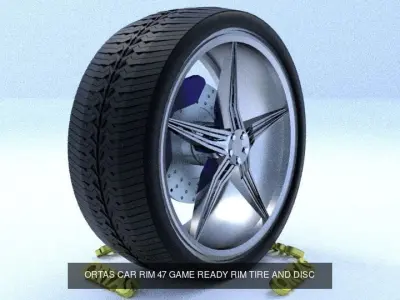 ORTAS CAR RIM 47-48 GAME READY RIM TIRE AND DISC 3D Model Pack