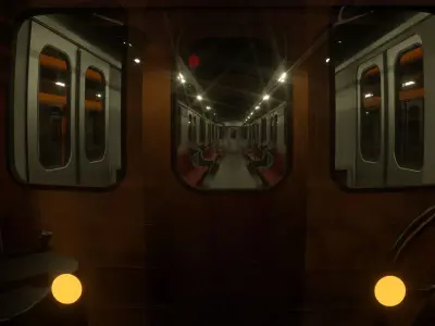Subway car and Tunnel  3D model