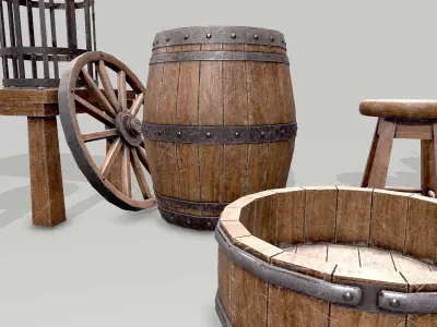 Low Poly Game-Ready PBR Medieval Assets 3D model