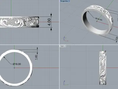 Wedding ring Golden Ratio R18 all sizes 3D print model