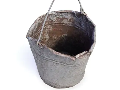  Old metal bucket Low-poly 3D model