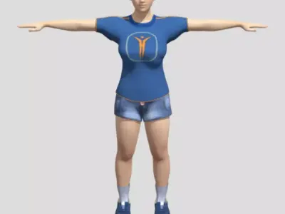 Casual Dressed Girl 3D  Free 3D model