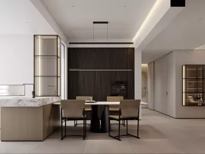 Modern living room dining room interior scenes 596 3D model
