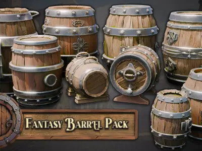 Blender 20 Massive Fantasy Barrels Asset Pack 3D model