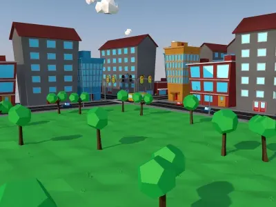 Low Poly City Pack Low-poly 3D model
