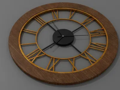Clock wooden on wall Free 3D model