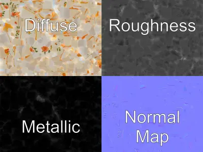 Farmhouse Porcelain Dish Set Floral Pattern model pack Low-poly 3D model