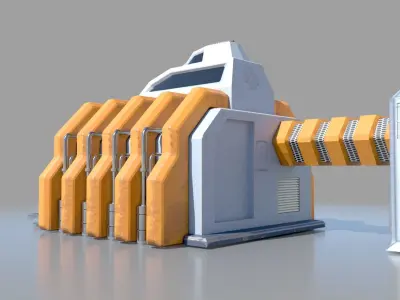 SciFi military base Low-poly 3D model