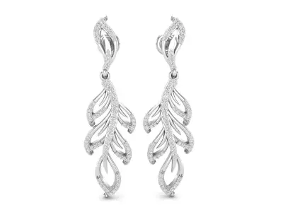 AV 351 Diamond Ladies Leaf Drop Shaped Earrings 3D print model