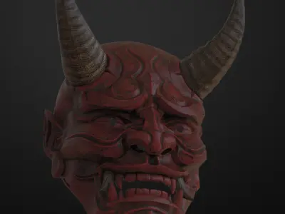 Traditional Japanese Hannya Mask  Oni Mask Samurai Mask  3D print model
