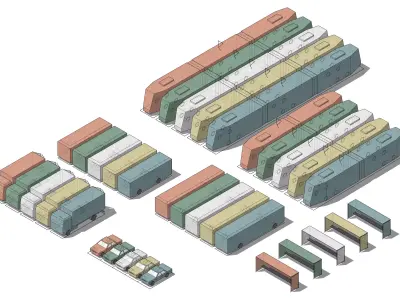 Set of Simple Transport 3D model